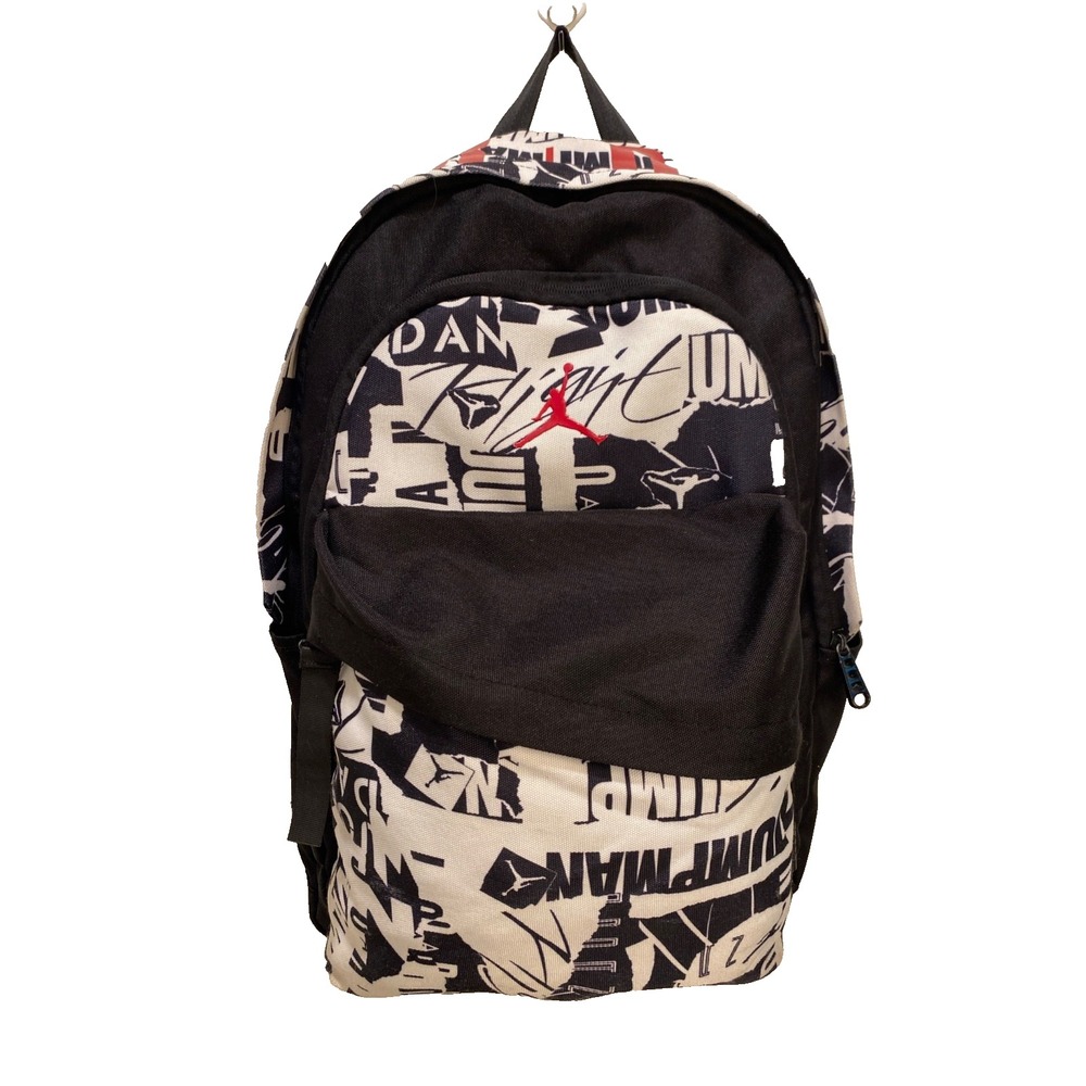 Jordan Air Patrol Backpack Black And White Jumpman Graphic Print With Red Logo
